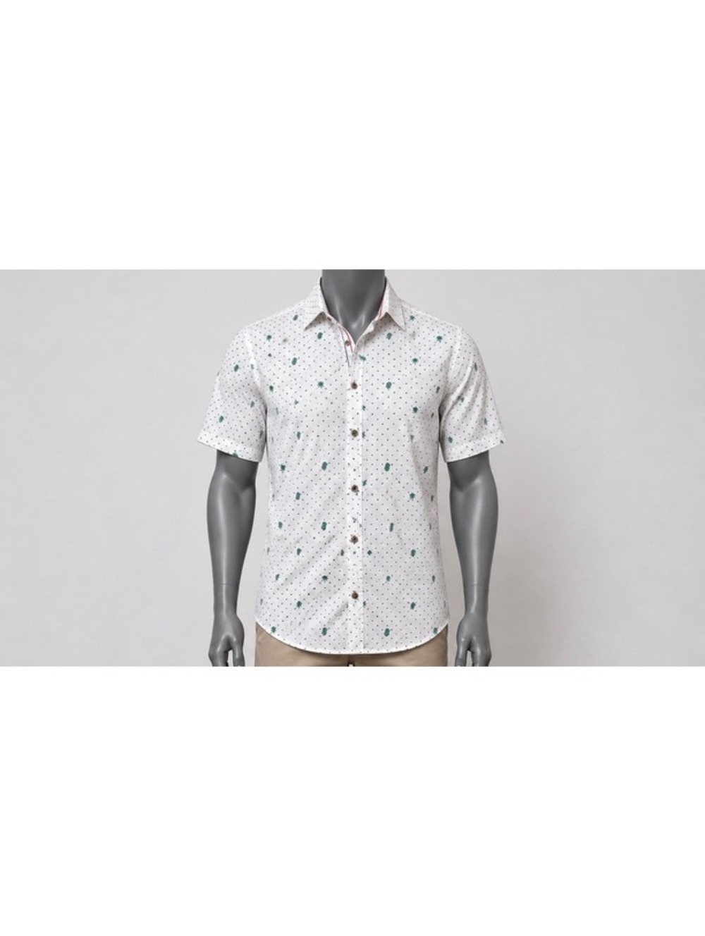 Bruno Milano Mens XL Cactus Palm Tree Print Shirt White Short Sleeve Cotton